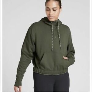 Athleta Ascend Warm Up Hoodie Tuscan Olive‎ S T02